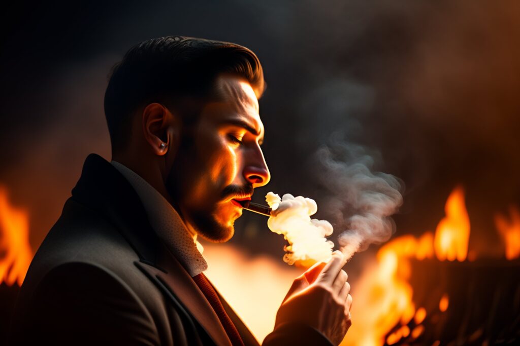 Image of a person smoking, shown as a bad habit.