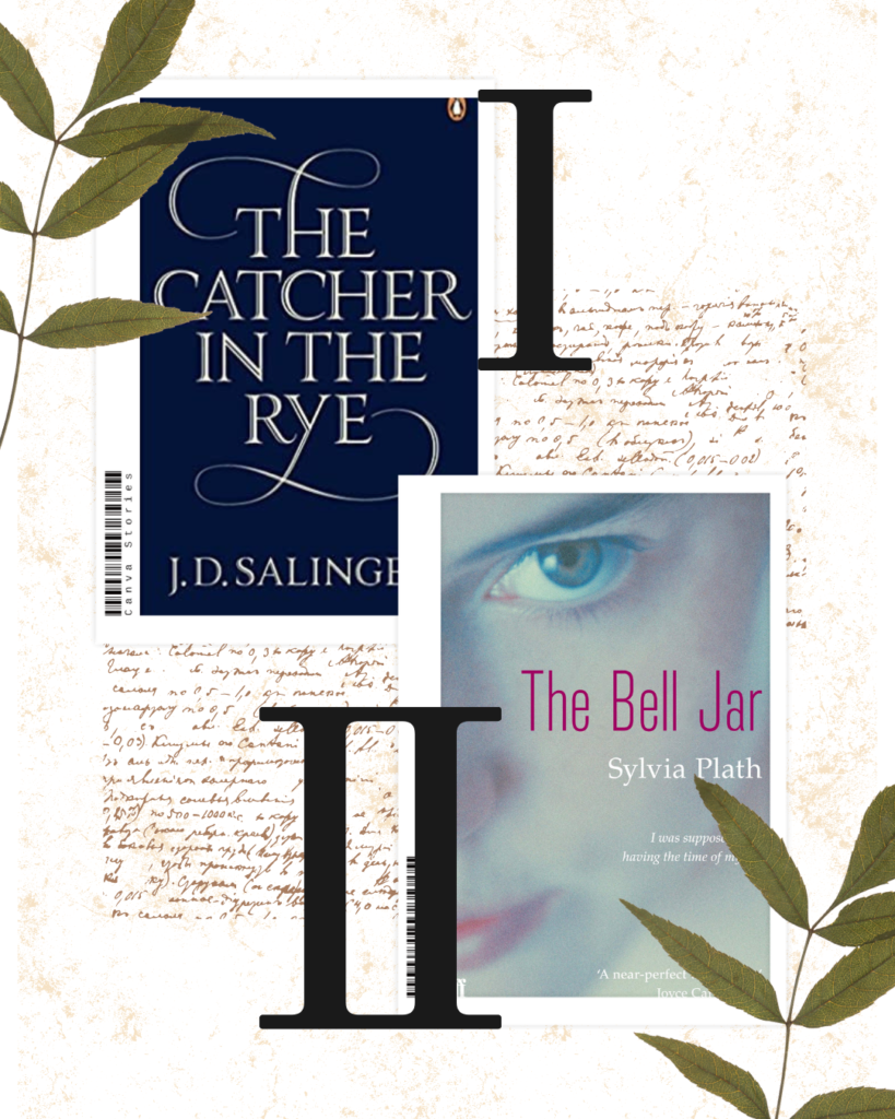 Coverpage of the books The Catcher in the Rye and The Bell Jar